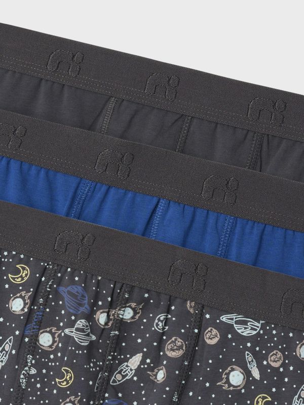 Nkmboxer 3pk blå/grå boxere m/stjerner og planeter