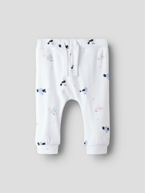 Nbfvandora hvit bukse med fugler