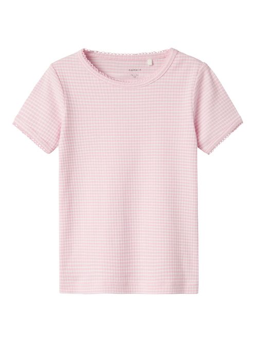 Hovedbilde Nmffikate rosa ribbet t-skjorte m/hvite striper