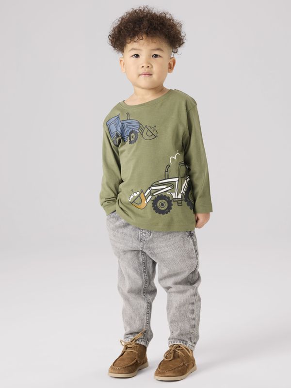 Nmmberlan olivengrønn genser med traktorer