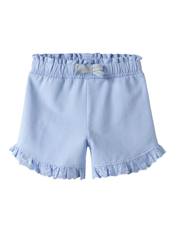 Nmfdims blå sweat shorts med rysjer