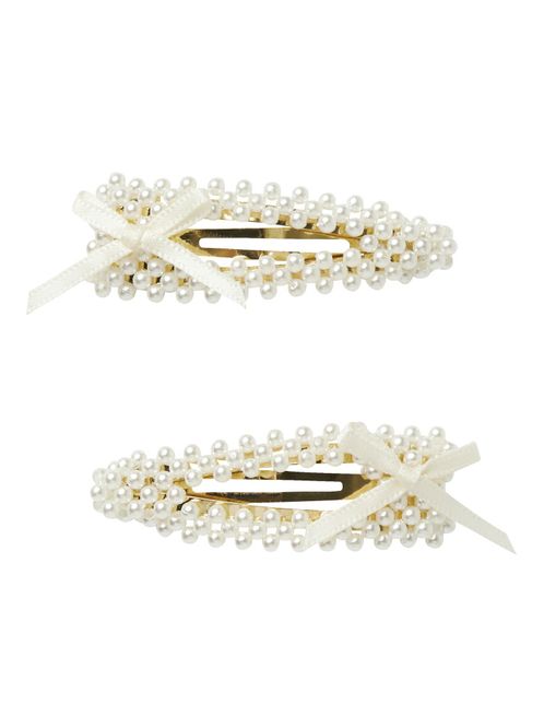 Hovedbilde Nkfruth 2 pk spenner i offwhite m/perler