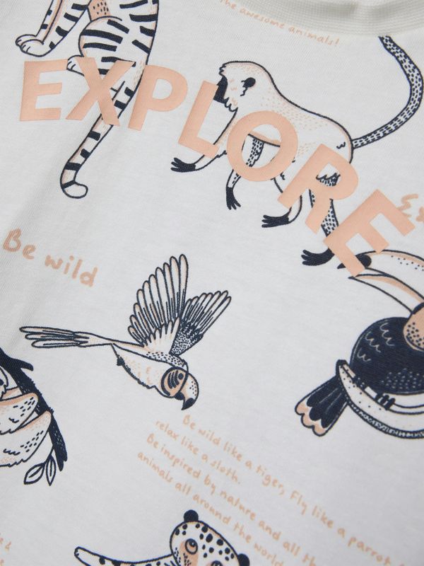 Nmmdennis offwhite t-skjorte m/jungeldyr