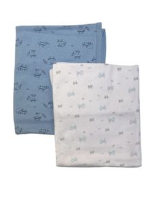 Hovedbilde Pippi, 2-pk bl&aring;tt og hvitt koseteppe