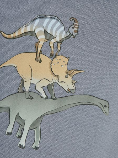 Name it, Nmmwillitus gråblå ullbody m/ dinosaurer