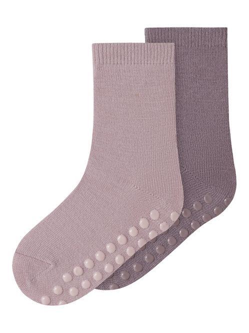 Hovedbilde Nmfwak lilla/rosalilla 2 pk ullsokker m/antiskli
