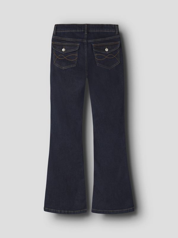 Nlfblibling mørkeblå flared jeans m/dekorative baklommer