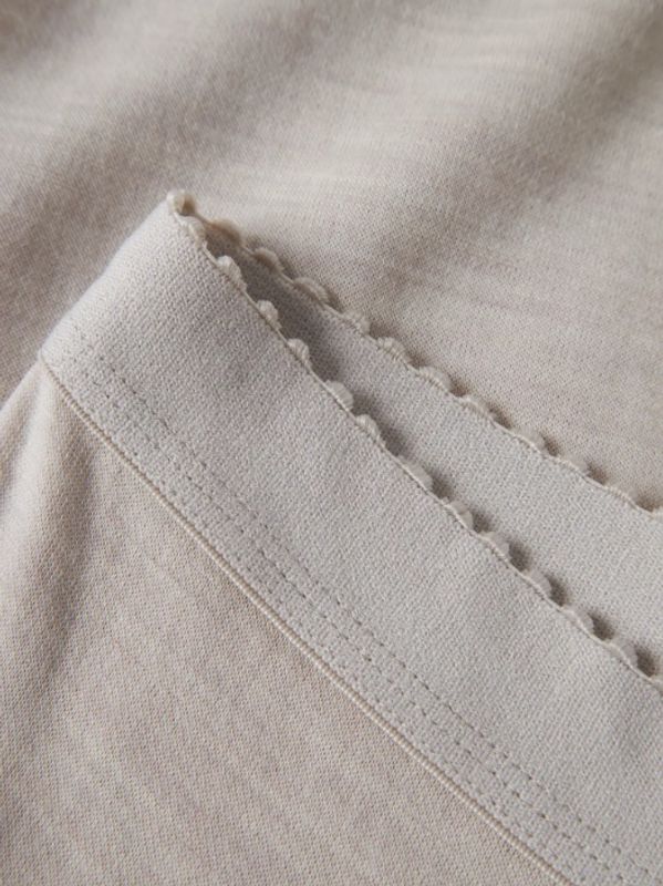 Nkfwuppo lys gråbeige ull/bomulls stilongs m/blomster