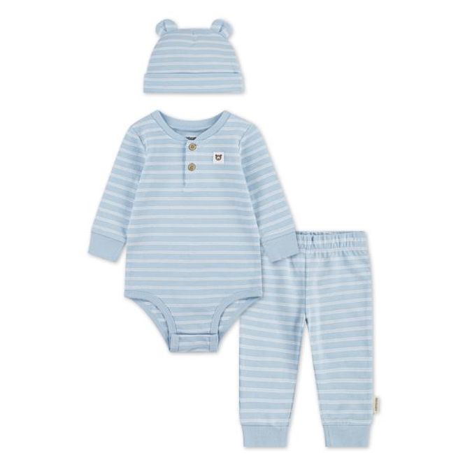 Hovedbilde Huggies, lyseblått 3 delt bodysett m/striper