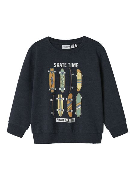 Name it, Nmmvalexander mørkeblå melert collegegenser m/skateboard