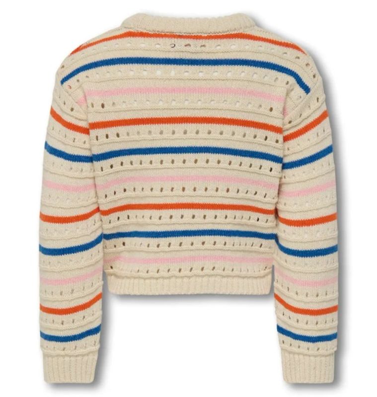Kmgstina beige strikket genser med striper