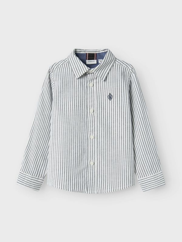 Nmmfekid hvit skjorte med mørkeblå striper