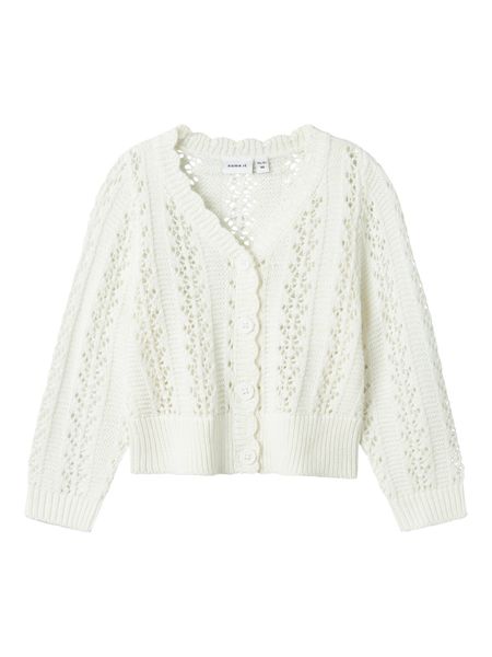 Name it, Nmftana hvit cardigan med blondemønster