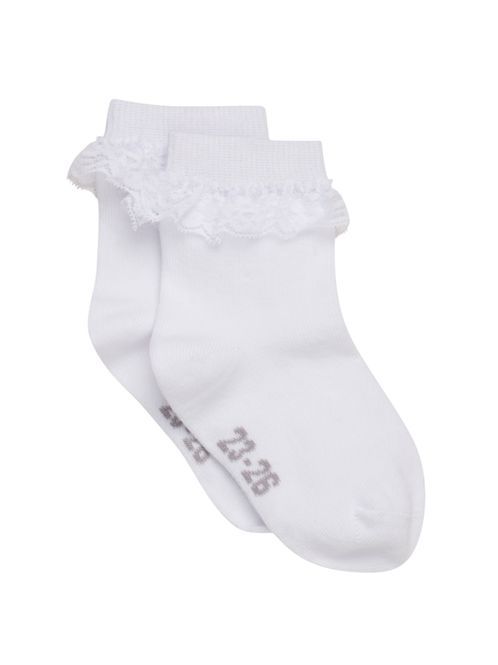 Hovedbilde Minymo, hvite sokker med blondekant