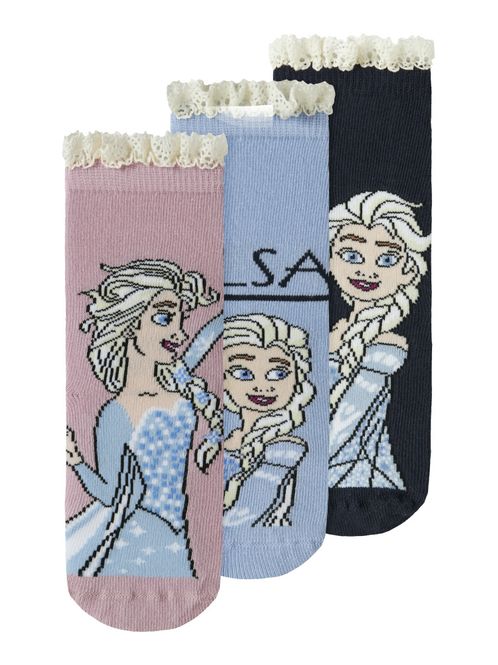 Hovedbilde Nmfosa 3 pk sokker med Elsa fra Frozen 