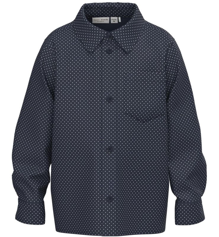 Nmmvilfred mørkeblå skjorte m/ prikker