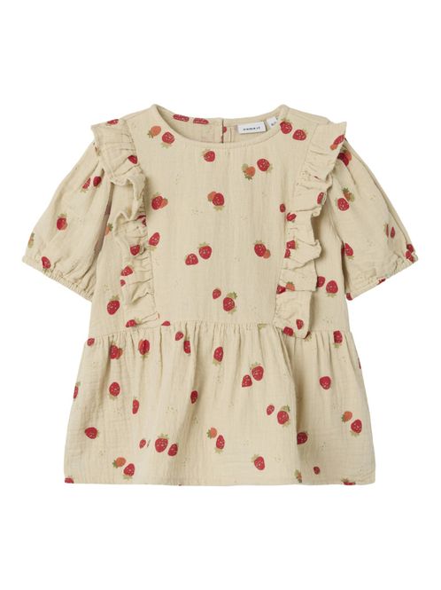 Hovedbilde Nmfkornelia beige musselin topp med jordbær