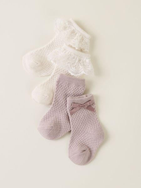 Name it, Nbfwakma 2 pk ullsokker i offwhite og lys gammelrosa