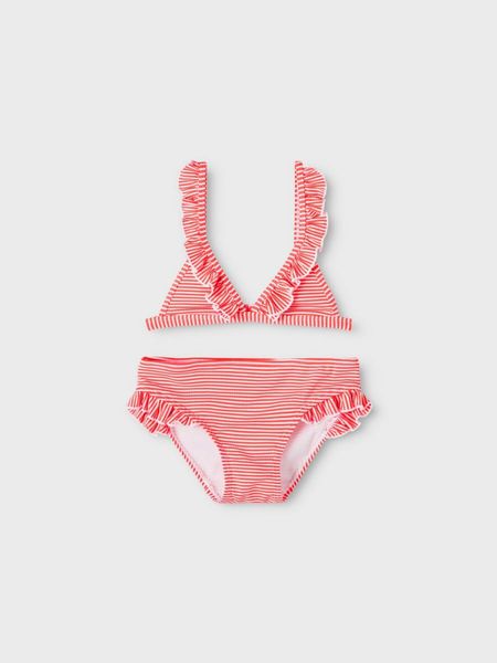 Name it, Nkfzannah bringebærrød/ hvit stripete bikini