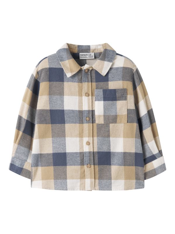 Nmmlevin beige/blå rutete flanell skjorte